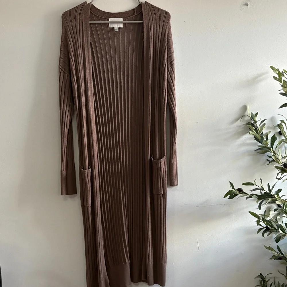 Pink Rose Taupe Ribbed Cardigan - Picture 1 of 6